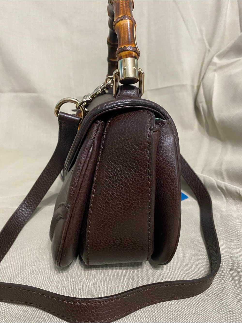 Gucci New Bamboo Medium Top Handle Shoulder Bag 2Way Leather Tassel 1947 - Picture 10 of 16